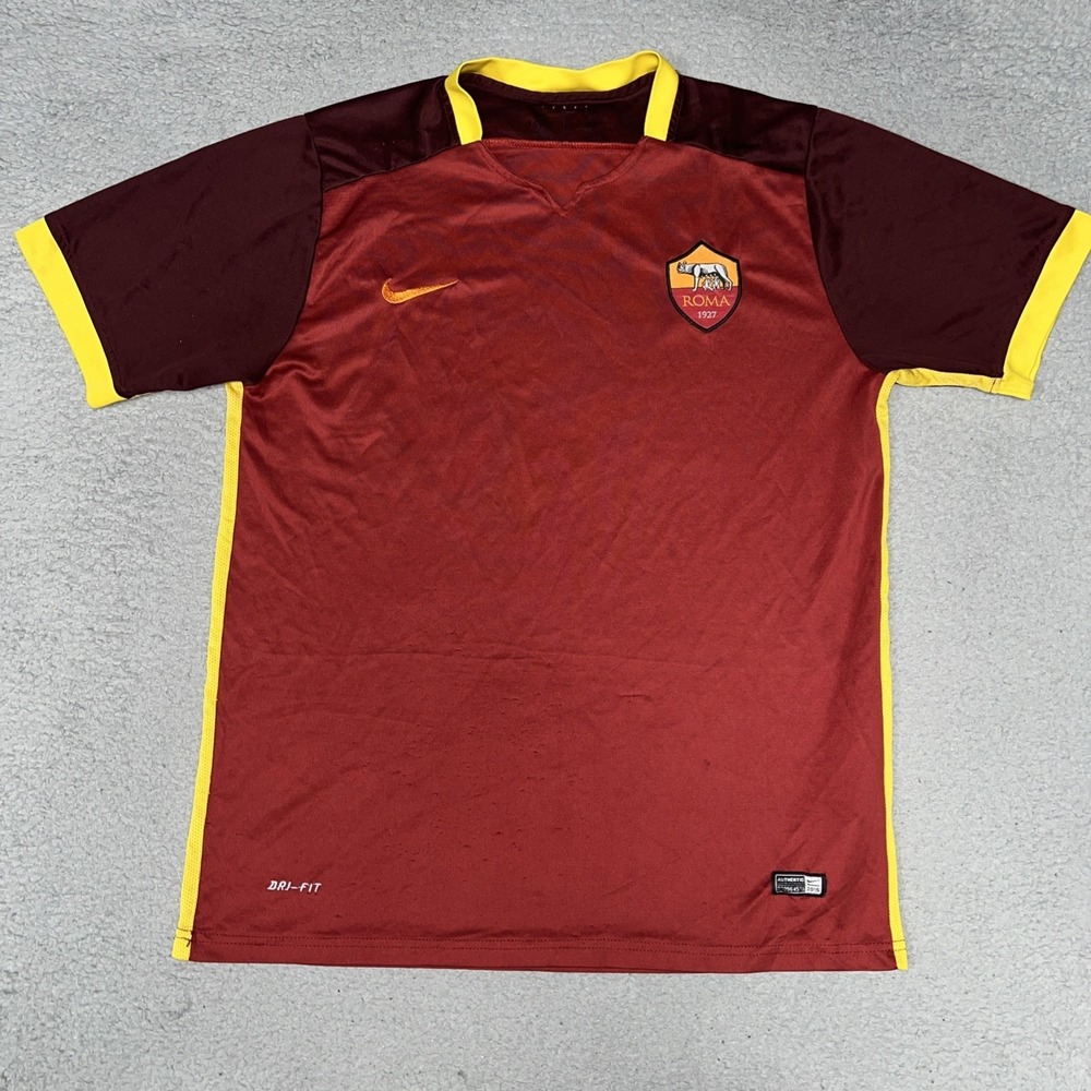 Nike AS Roma 2015-16‎ Home Jersey Men's Sz L Red Dri-Fit Soccer Football Shirt